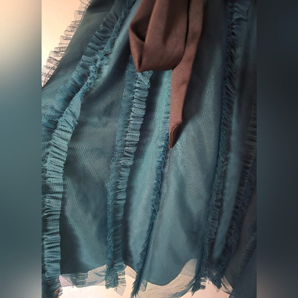 Max & Cleo Dark Jade Sophia Strapless Sweetheart Dress Size 2 Ruffle Tulle - Picture 5 of 16